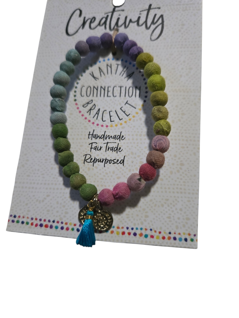 Kantha Connection Multicolor Bead Bracelet with Tassel